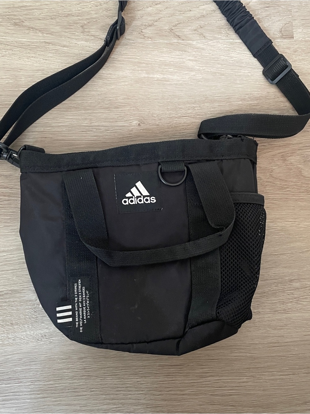 adidas Black Men's Crossbody Messenger Bag with Mesh Pocket